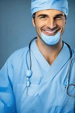 surgeon portrait smiling, scapel pose