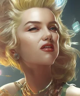 Marilyn Monroe, in full growth, smokes a cigarette, cyberpunk2077, photorealistic, 4k