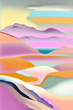 Abstract paysage using only complementary soft colors
