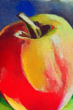 Abstract impasto oil painting of an apple,centred