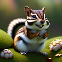 pixar style, volumetric summer garden environment and background, realistic painting of an Chipmunk, looking excited, volumetric lighting, dramatic lighting, detailed digital painting, extreme dense and fine fur, anime, ornate, colour-washed colors, elegant, small minutiae, tiny features, particulars, centered, smooth, sharp focus, renderman gofur render, 8k, uhd, detailed eyes, realistic shaded volumetric lighting, sunlight caustics, backlight, centered camera view