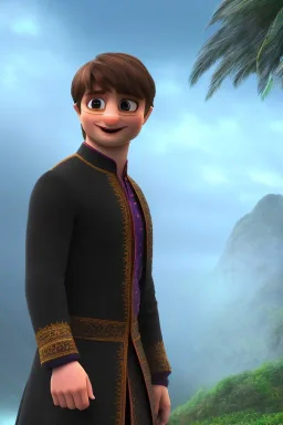 wonderful daniel radcliffe boy, wearing indian clothes, long black hair, 4k, many details, very realistic, render, fog particles,