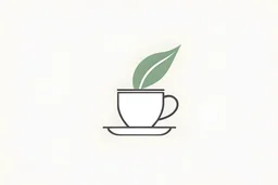 Minimalist logo that represents a tidy desktop with a plant and a tea cup on it