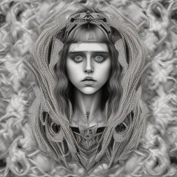 singer Danish MØ, intricate detail, metal, portrait,