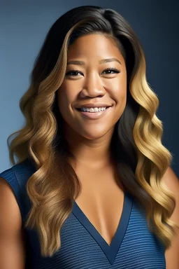 Gina Rodriguez at 50% transformation embodies noticeable changes. Her physique evolves with idealized curves and an elegant stature. Facial features become refined with an otherworldly charm. Hair turns into a vibrant blonde, framing her face in lustrous waves. Skin radiates a newfound glow. Measurements reflect a perfect figure, and attire transforms into a stylish ensemble. Body: Idealized Curves, Elegant Stature, Noticeable Changes Facial Features: Refined, Otherworldly Charm Hair: Vibrant