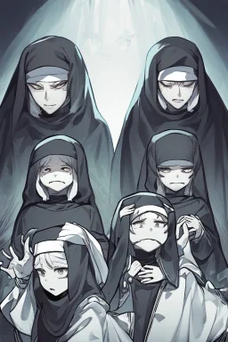 creepy young animated nun