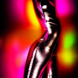 A 1990s or early 2000s magazine photoshoot. Neon blob, metallic spikes, ethereal. Extremely detailed, HD photography, high quality, stylized, dramatic, high contrast, high exposure.