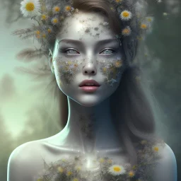 Portrait of beautiful daisy girl, face dept of field,face shinning, plant, metal,lens blur,Unsharp masking,Açıklamalı resimler, feathers,central weight average,Laplacian filt CWA Dryad,Median filter fae, sidhe, ominous, nature, plants, wildflower sparkle,facepaint, dnd character portrait, intricate, oil on canvas, masterpiece, expert, insanely detailed, 4k resolution, retroanime style, cute big circular reflective eyes, cinematic smooth, intricate detail , soft smooth lighting, soft pastel co