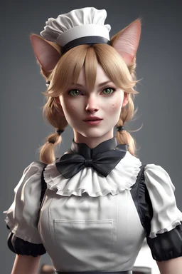 Cat female Maid, 4K, Ray-tracing