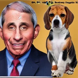 dr. Anthony fauci face merged with a beagle