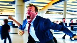 security denying man having a tantrum out of airport lounge