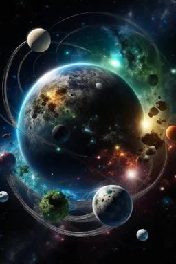 neurones in the galaxy with earth and other planets in it