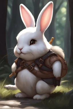 Cute fat bunny floppy ears adventurer dnd art realism