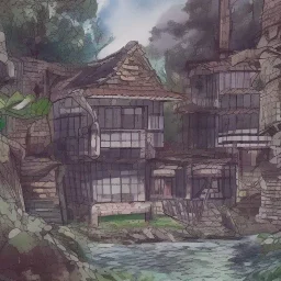 forest city ruins, watercolor