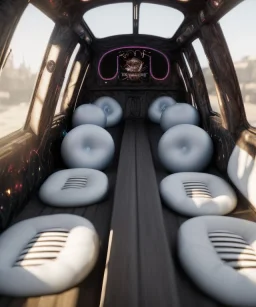 Ultra realistic back seat of limousine image, wide angle view, Alice and white rabbit, many color balls, circus clothing, long hair, smoke, feather long coat, soft color, highly detailed, unreal engine 5, ray tracing, RTX, lumen lighting, ultra detail, volumetric lighting, 3d, finely drawn, high definition, high resolution.