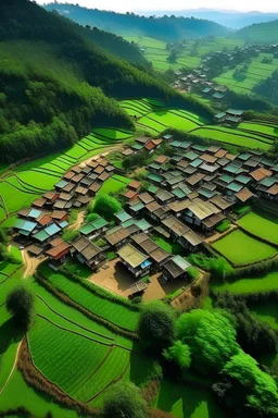 a village from bird eye view
