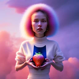 pixar style,realistic painting of a beautiful girl and a jar jam marmelade,volumetric blue clouds,pink sky environment and flying strawberries in background, volumetric lighting,dramatic lighting, detailed digital painting, extreme dense and fine fur, anime, ornate, colour-washed colors, elegant, small minutiae, tiny features, particulars, centered, smooth, sharp focus, renderman gofur render, 8k, uhd, detailed eyes, realistic shaded volumetric lighting,caustics,backligh