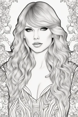 coloring pages of taylor swift for adults, Designs Black and white, No Shading