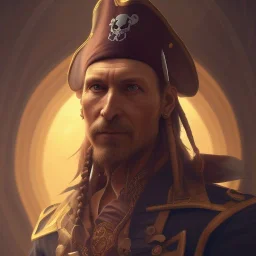 Pirate, cinematic, 8k, resolution concept art portrait by Greg Rutkowski, Artgerm, WLOP, Alphonse Mucha dynamic lighting hyperdetailed intricately detailed, octane render,unreal engine, centered.