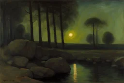 trees, night, rocks, hans am ende, and henry luyten impressionism paintings