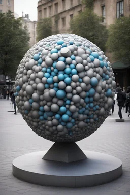 статуя на улице, Шар как атом/молекула: Сделать поверхность шара похожей на модель атома или молекулы, используя геометрические формы, светящиеся элементы или проекцию. . Для этого можно использовать различные геометрические формы, такие как круги, треугольники, шестиугольники и т. д., чтобы создать абстрактное изображение структуры атома или молекулы. Кроме того, возможно использование светящихся элементов, чтобы придать статуе особую магическую атмосферу и привлечь внимание прохожих ночью.
