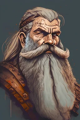 old bearded warrior, portrait, comic style