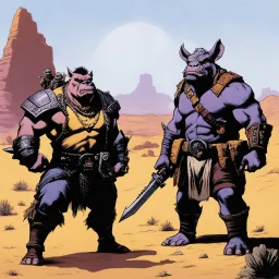 [art by Krull (1983)] Bebop and Rocksteady, in the desert of the lostlands