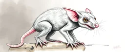 rat gremlin , airbrush and pen outline