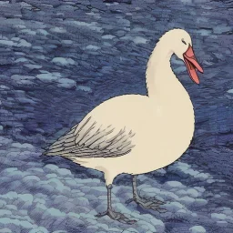 line drawing of a snow goose