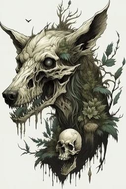 cannabalistic wendigo with a wolf skull