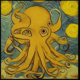 portrait of an octopus Vincent van Gogh style