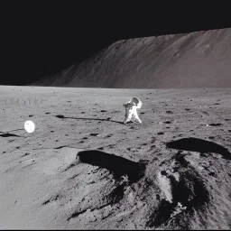 a man waking up in his bed on the moon