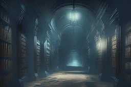 dark library corridor