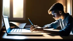 The image for the article depicts a young person sitting in front of a laptop in a well-lit room filled with natural light. The individual appears entirely focused on the process of online learning, holding a pen in their hand and jotting down important notes. On the screen in front of them, an educational interface can be seen, featuring a variety of learning materials, including e-books and educational videos. The image conveys the concept of self-directed learning and personal development thr