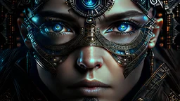 antasy art matrix style cyborg portrait detailed symmetrical realistic eyes steampunk cyborg cyborg intricate detailed to scale hyperrealistic dark lighting digital concept art