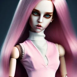 beautiful doll with long pink hair