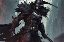 The batman who laughs in 8k solo leveling shadow artstyle, darkness them, cover all face, full body, apocalypse, cover eyes, intricate details, highly detailed, high details, detailed portrait, masterpiece,ultra detailed, ultra quality