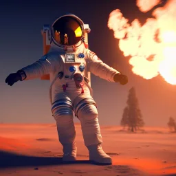 astronaut cooking marshmallows on barbecue from mars unreal engine 5, octan render