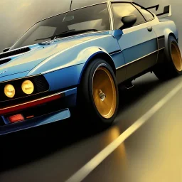 hyperrealism Drawing of 'BMW M1' three quarter frontal aerial view, by gaston bussiere, greg rutkowski, yoji shinkawa, yoshitaka amano, tsutomu nihei, donato giancola, tim hildebrandt,oil on canvas, cinematic composition,Sharp detail,extreme detail,fit full head inside picture,16k