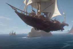 flying sailing ship fantasy flying