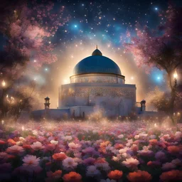 dome of the rock full heaven flowers lights