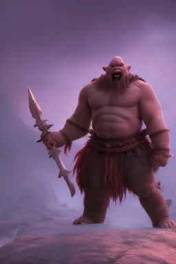 Full body photography of ethereal ANGRY ORC , Fire theme art, Dark moody night atmosphere, by Michelangelo, 8K, high body details, anatomically perfect body, oak tree roots, purple, red, armed with guns ,