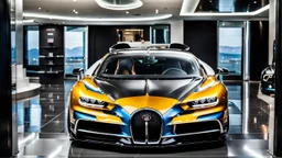 A (((Custom bugatti chiron build full))) featuring a luxurious interior, advanced technologies, and a sleek body kit designed by MANSORY, exuding an air of sophistication and power