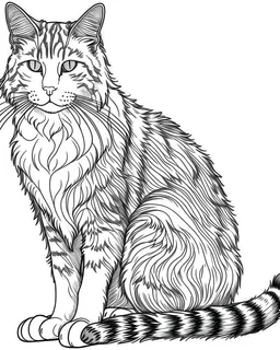 real massive Cat, coloring image , full body (((((white background))))), only use an outline., real style, line art, white color, clean line art, white background, Sketch style