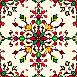 Symmetrical Looking Colorful Pakistani Cultural Art Pattern With Traditional Looking Floral Patterns Drawn On Wall Background.