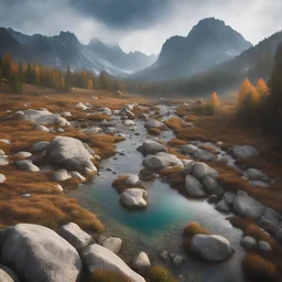 Moebius style ,landscape, many colors, detailed, colorize, white background a hills, High Tatras, Slovakia, mountains and the velke hincove pleso in the mist, under the pleso is the stream with few smaller waterfasls or rock tresholds. Just ther rocks scenery without trees, trees are seen in the deep in the valley. Aerial scene. Infuse the scene with sunlight, conveying a cozy and tranquil atmosphere. a white background 9:11