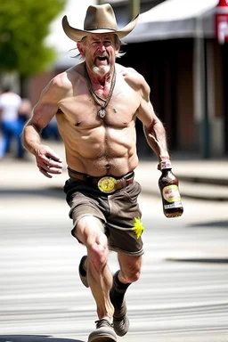 drunk runner without cloth old cowboy