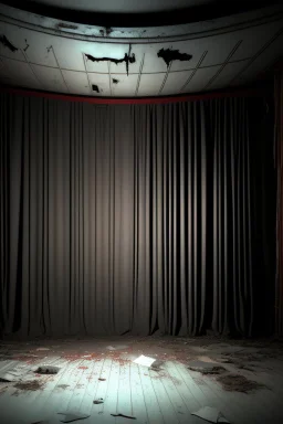 Bosch nightmares paint inf style an abandoned theater stage with roped curtains and damaged chairs ,insanely detailed octane render trending on artstation, 8k artistic photography, photorealistic concept art, soft natural volumetric cinematic perfect light, chiaroscuro, award-winning photograph, masterpiece, oil on canvas, Raphael, Caravaggio, Greg Rutkowski, people, beksinski, Giger