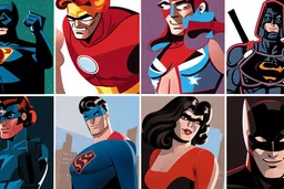 superhéroes ilustración retro al estilo de los dibujantes de los años 70
