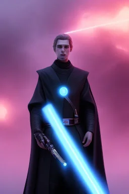 All Black Anakin Skywalker soldier, ghost, wearing high tech mask, white smoke, dark, rage, sorrow, high definition, ultra 8 k, volumetric lighting, blue fire, fog